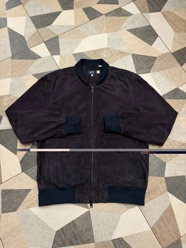 Levi's Made & Crafted Navy Goat Suede Bomber Jacket L camo Lined Full Zip - product listing photo