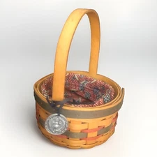 Small Longaberger Basket Handwoven in USA 1997 Inaugural Basket Liner Charm