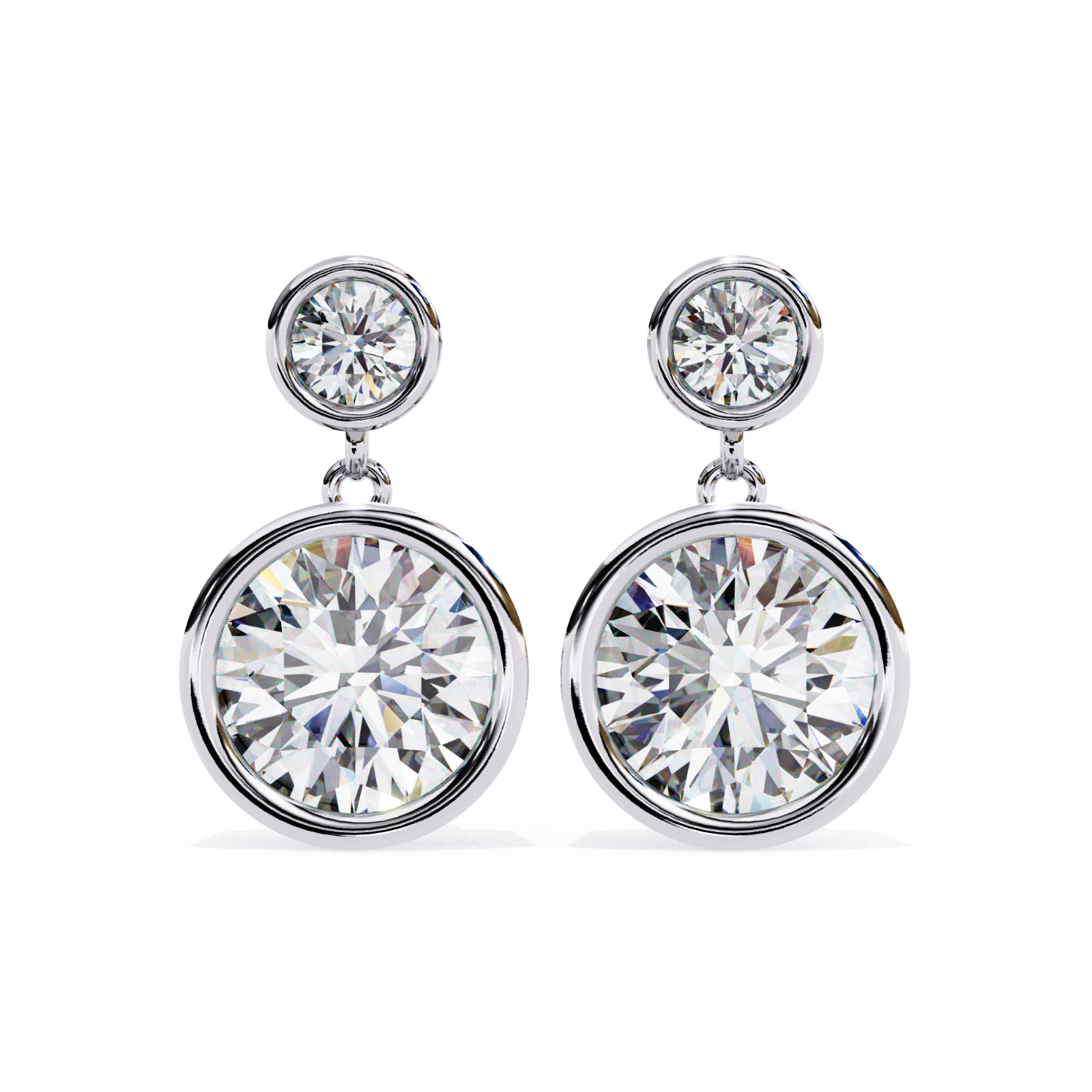 Round Cut Bezel Set 1.5-TCW Lab Grown Diamond Party wear Earrings 14K White Gold
