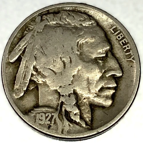1927-P Buffalo Nickel 5C Fine (F) FULL DATE Philadelphia Actual Coin Shown -2118