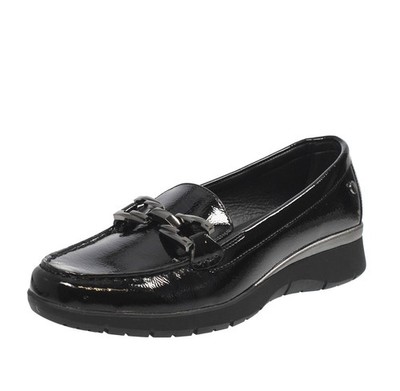 Inblu Lack Halbschuhe mit Keilabsatz schwarz - Größe 36 [23,4 cm] Damenschuhe