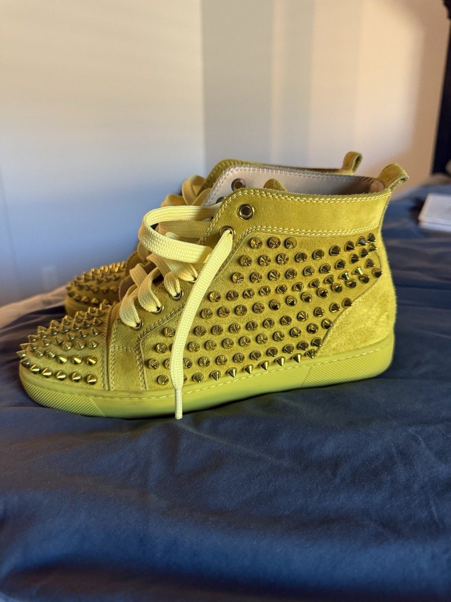 Christian Louboutin Louis Yellow Suede Gold Spike High Top  display picture 1