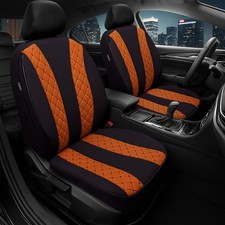 2x Sitzbez&uuml;ge passend f&uuml;r Mercedes M Klasse W163 ab 1997-2005 (Schwarz-Orange)