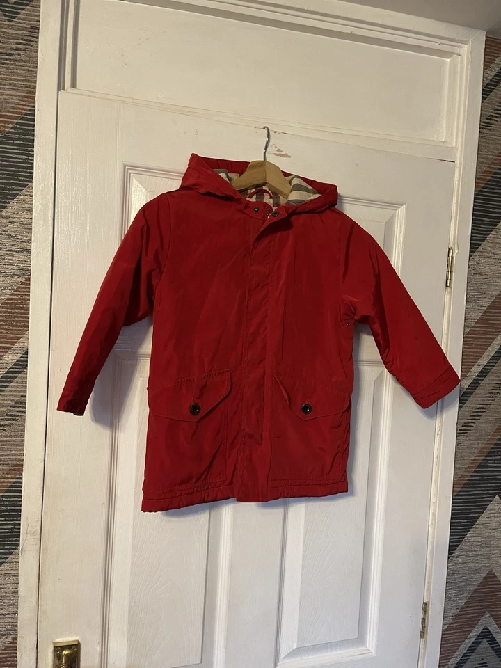 BURBERRY Girls Red Hooded Jacket Cotton Lining Age 4 Years - Image 3 of 4