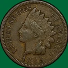 1889 Indian Head Cent Extremely Fine XF Coin #37163