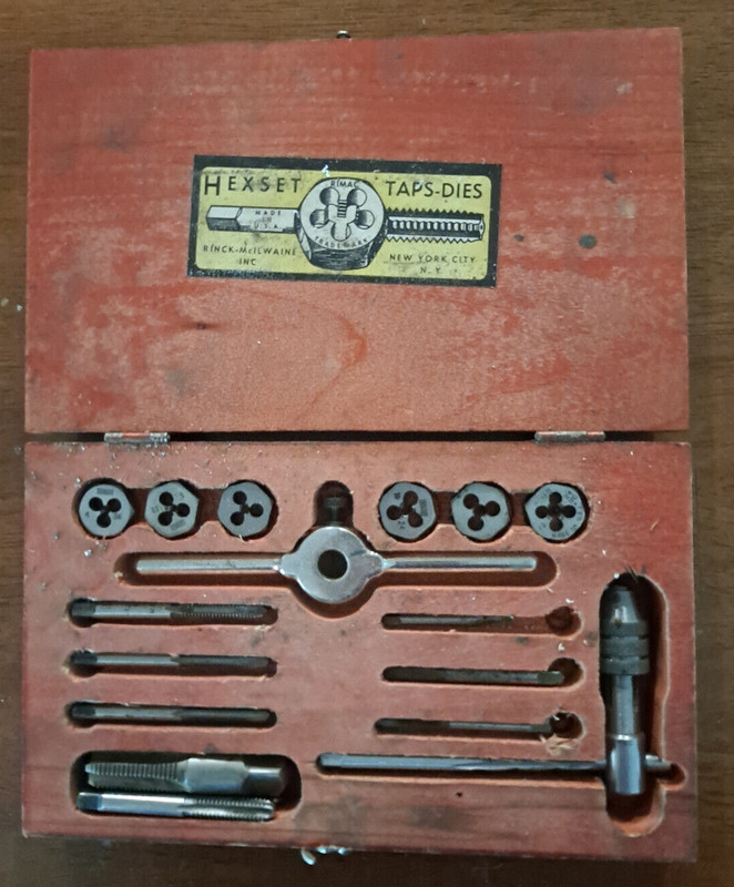 Vintage Rinck McIlwaine Tap and Die Set, in wooden case