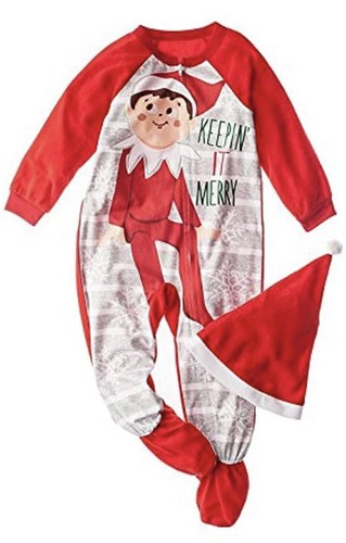 Size 4T Elf on the Shelf One Piece Blanket Sleeper Union Suit Pajamas PJ’s Hat - Bild 2 von 2