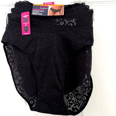 NEW Maidenform 3 Pack Perfect Fit High Leg Panties Small Black DM3SLB