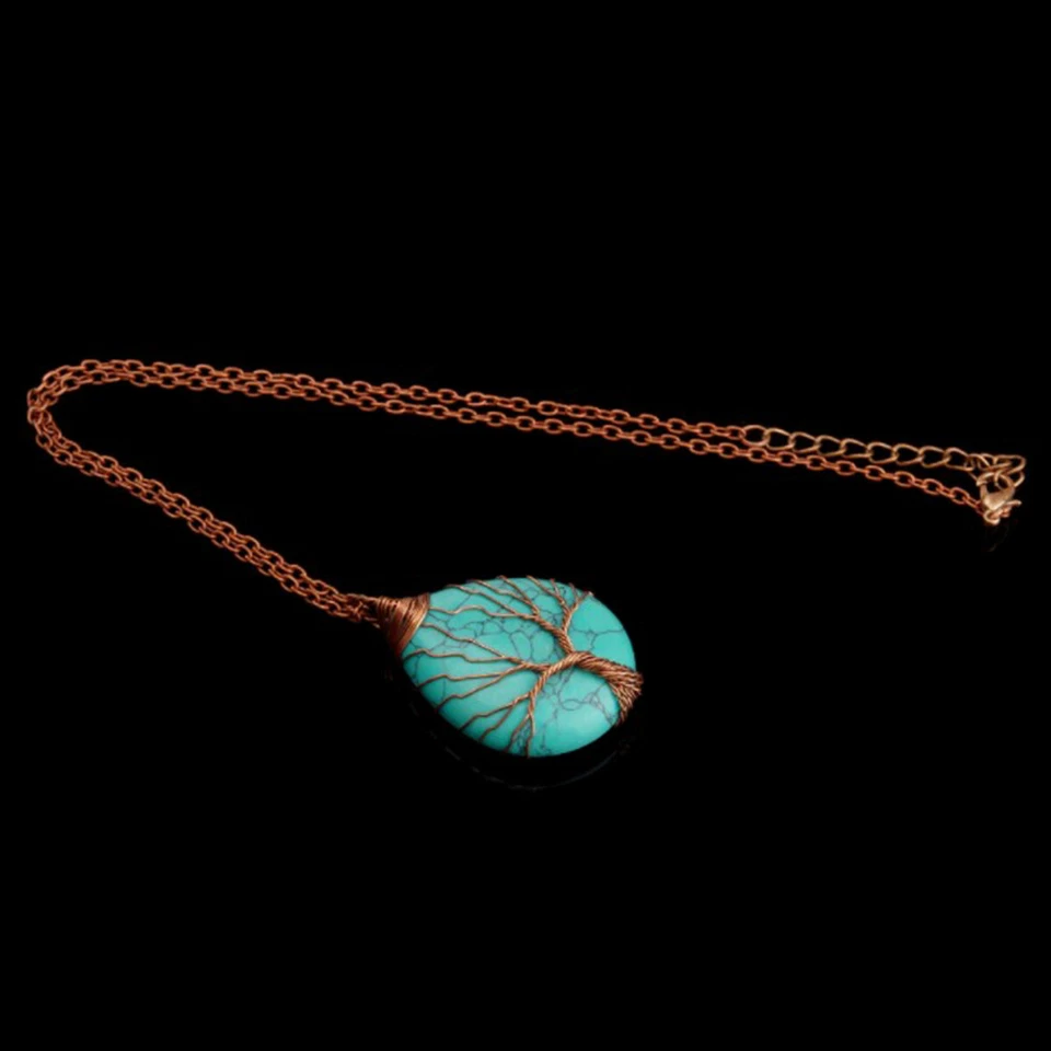 Natürlicher Kristall Quarz Stein Baum Lebens Reiki Energie Anhänger Halskette - Bild 2 von 4