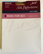 LOT OF 2 Hanes Silk Reflections Silk Sheer Control Top Pantyhose SZ:CD,EF