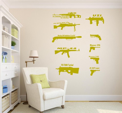Weapon Wall Stickers Guns Collection Wall Art Decal Room Decoration UK RUI258 - Picture 2 of 8