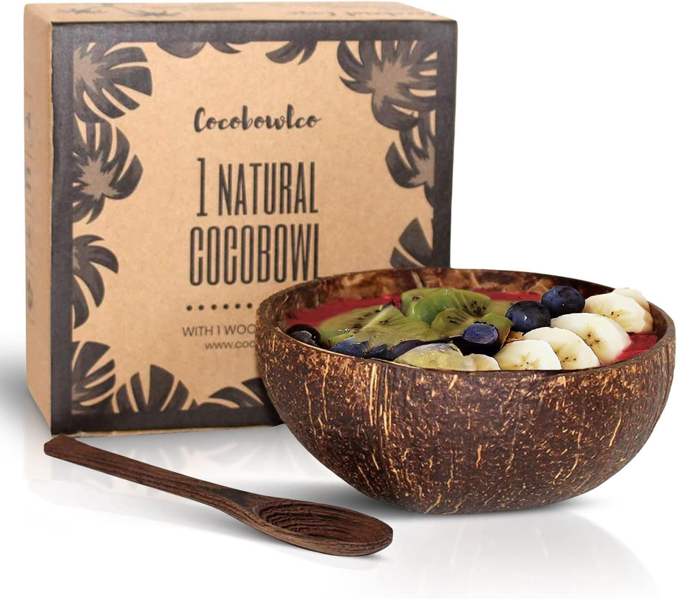 Coconut Bowl & Wooden Spoons Bowl Set, Birthday Gifts for Women