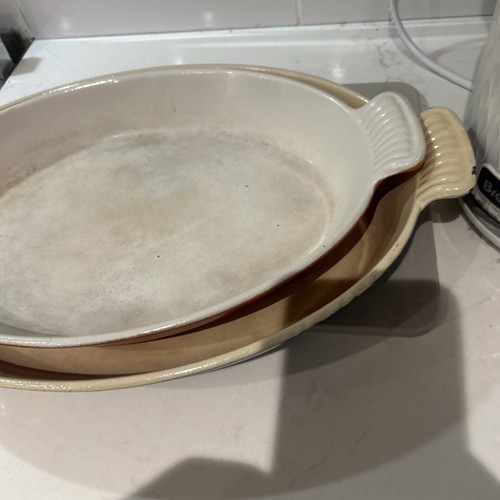 Vintage Le Creuset Orange And Brown Cast Iron Oval Gratin Baking Dish Set - Picture 14 of 15
