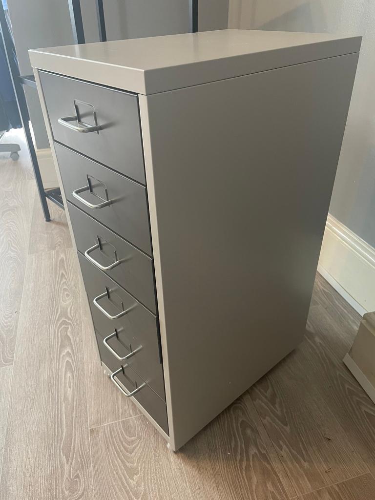 IKEA Helmer Metal 6 Drawer Home Office Filing Unit On Castors