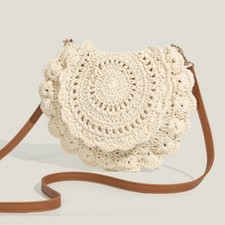 Sac Tissé Rétro Femme Poche Croisée Creuse Plage Ethnique Chic Cadeaux D'Été