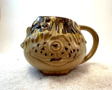 1969 Pacific Stoneware Pottery Shaggy Dog Face Mug Signed B Walsh HTF
