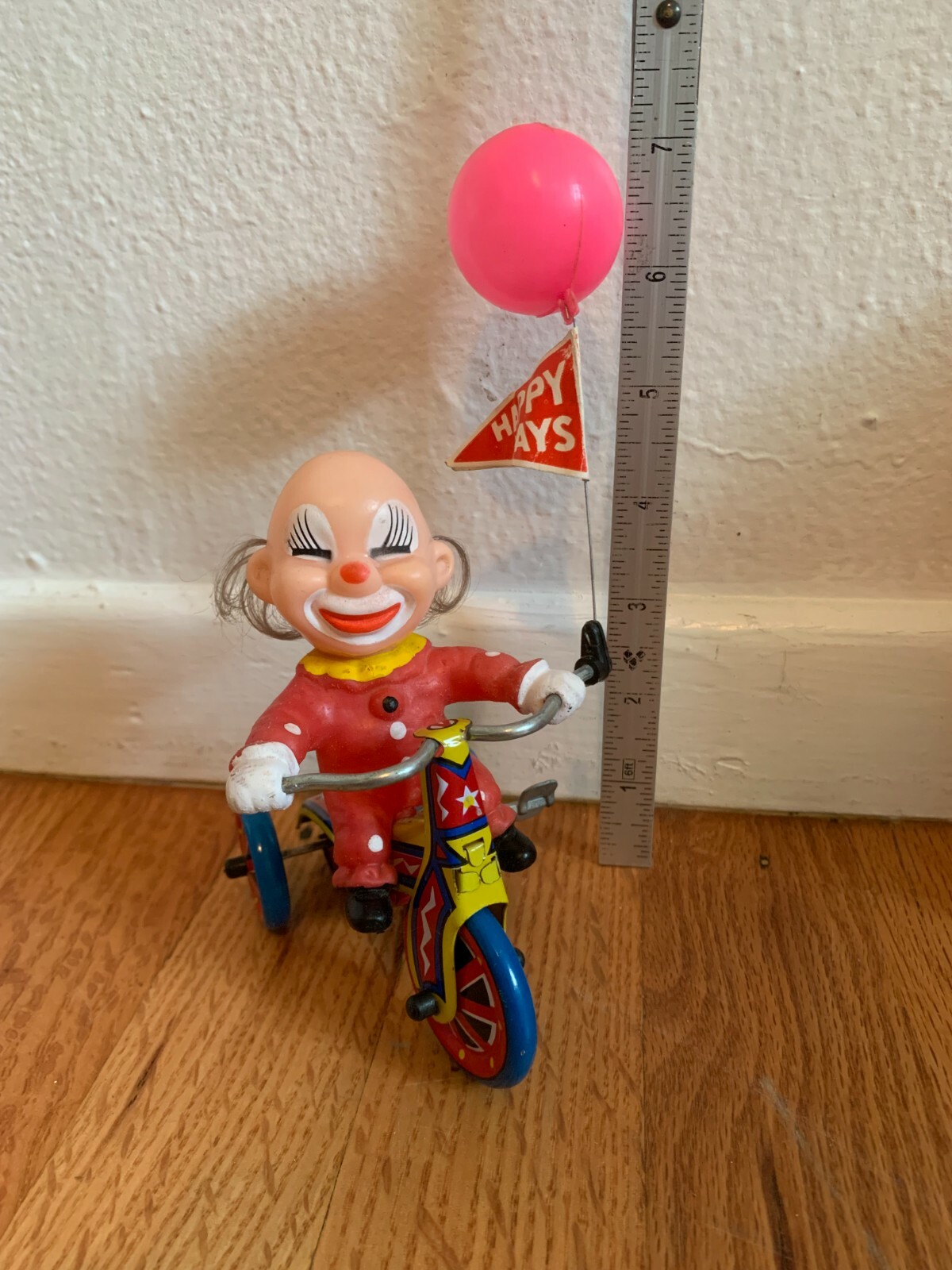 Vintage Roli Zoli Clown On Scooter Tin AND Wind-Up Clown Tricycle Wind-Up-Works