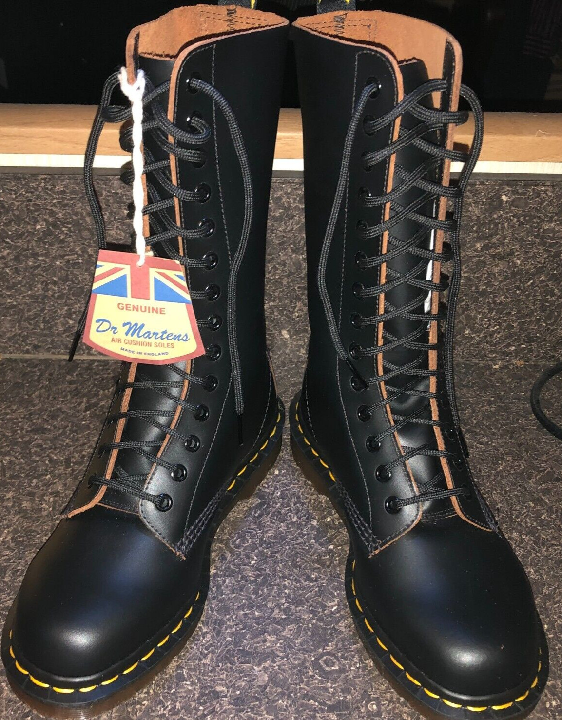Dr Martens 1914 quilon black leather boots UK 6 EU 39 Made in England image 2