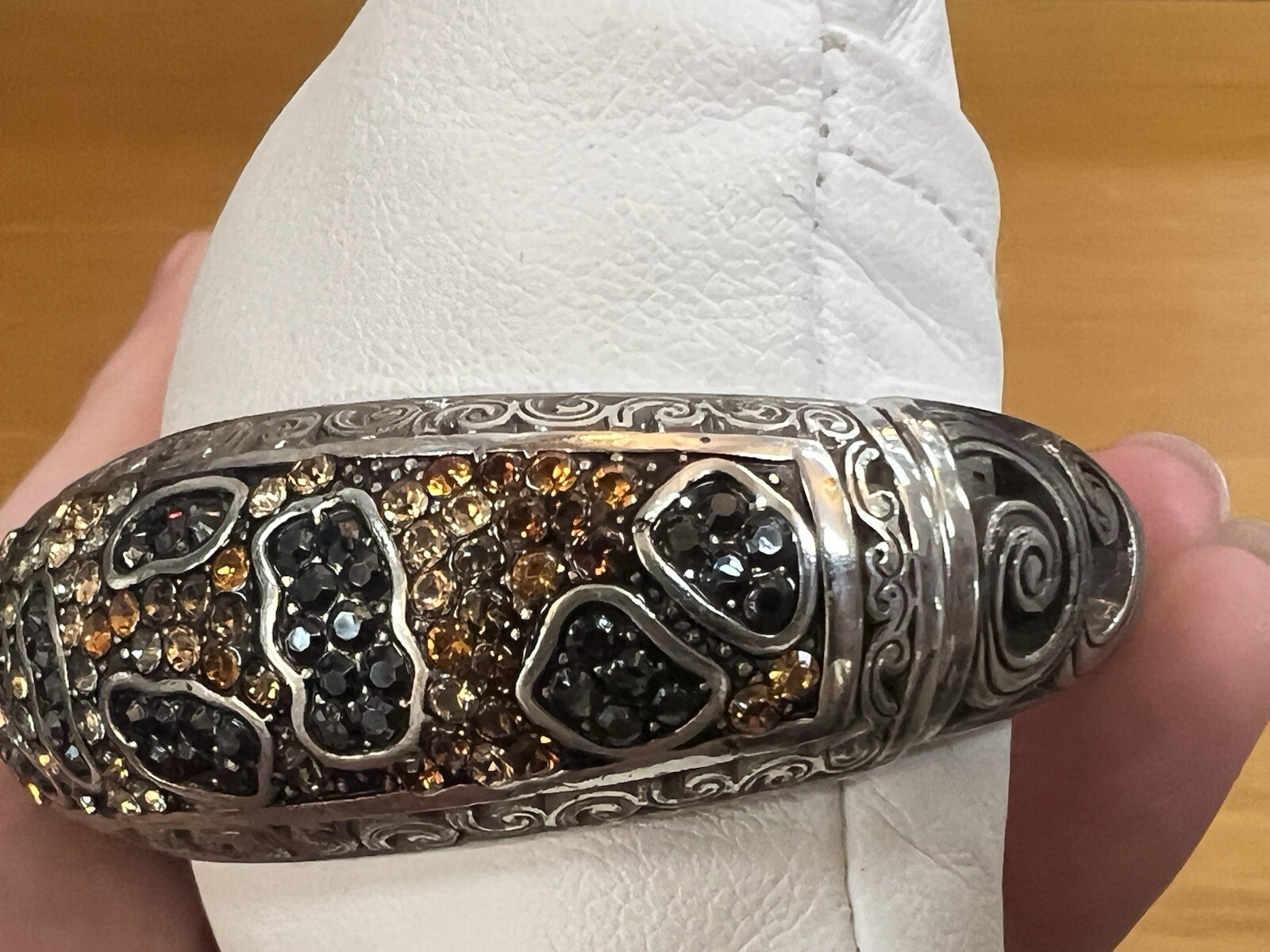 Brighton Rhinestone Leopard Pattern Wide Hinged B… - image 7