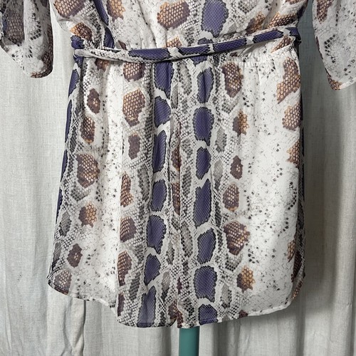 Entro Snake Reptile Print Romper Sz XL Sash Belt Waist 3" Inseam Fully Lined (B) - Picture 11 of 13