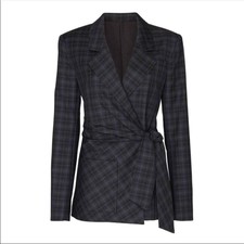 Tibi Runway Marvel Wool Plaid Belted Blazer Jacket