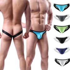 Men Jockstraps Open Back Thong Bikini Underwear Briefs Bulge Pouch Big Waistband