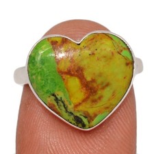Heart - Composite Mohave Green Turquoise 925 Silver Ring Jewelry s.6.5 CR67212