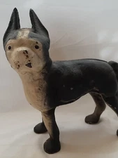 Antique Vintage Hubley Boston Terrier Bulldog Cast Iron Doorstop Flat Screws 