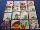 Mouchoir N°75 ancien coton couleur d'enfant Lot de 12 dépareillés