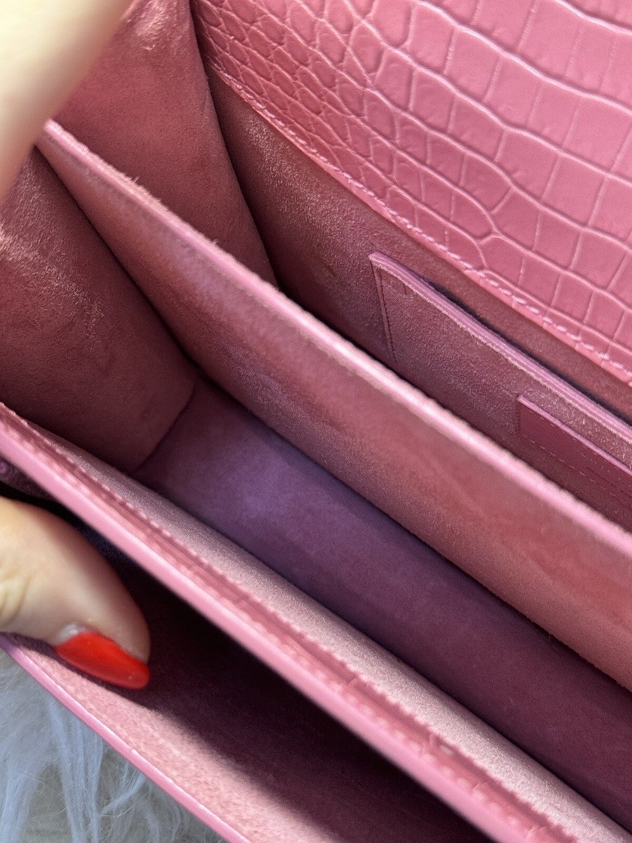 Saint Laurent Sunset Medium Crocodile Style Pink Bag | eBay