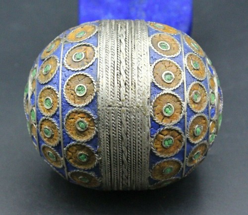 80 mm x 65 mm Usbekische Stammesperlen, Emaille bunt Verarbeitung riesige ovale Perlen, - Bild 1 von 7