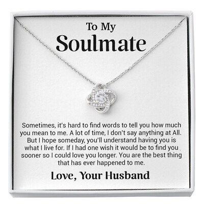 To My Soulmate Gift for Girlfriend, Fiance, Wife Necklace,Valentine Day Gift