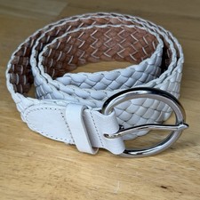 Talbot Leather Woven Belt Silver Buckle Boho Size Medium Read