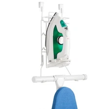 Mainstays Over-the-Door Mounting Iron and Ironing Board Holder, White