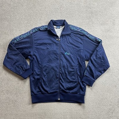 ASICS Trainingsjacke Sportjacke Jacke Gr 52 Retro Running Jacket Logo 9009 Blau