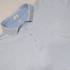 johnnie-O Blue White Striped Pocket Polo Shirt Mens Size XXL