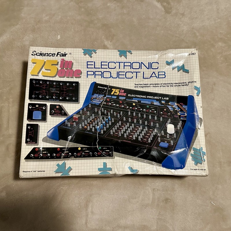 Vintage Science Fair 75 in 1 Electronic Project Lab Radio Shack AS-IS Parts