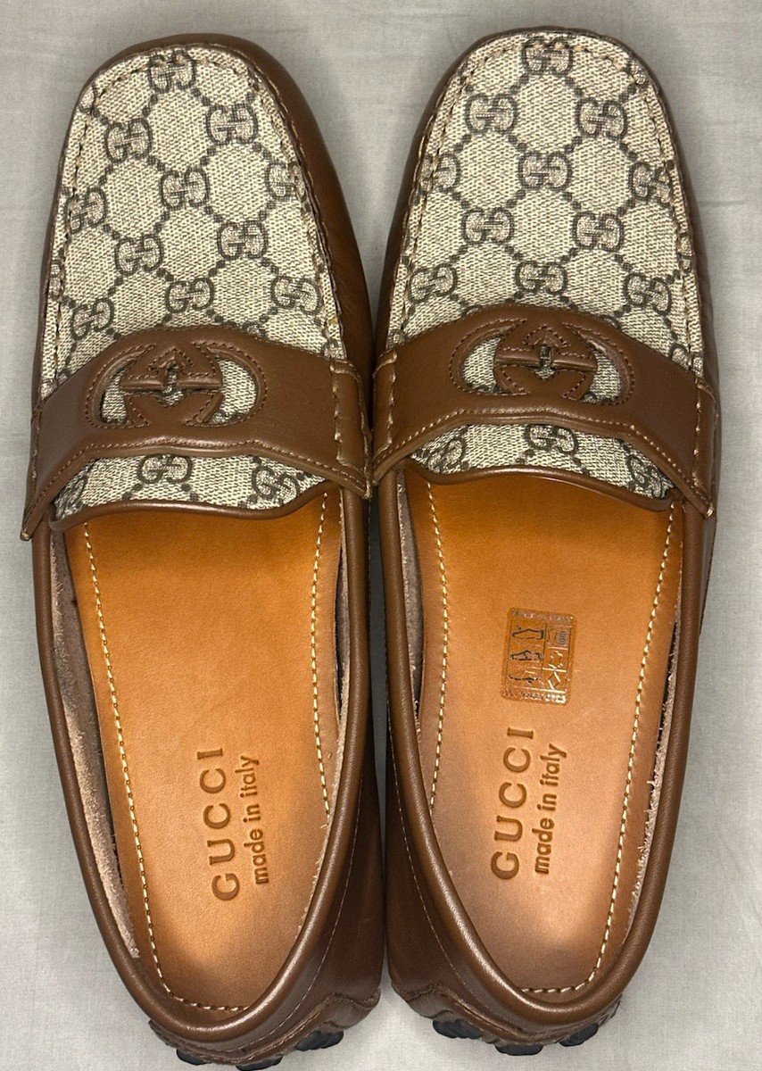 Gucci Interlocking G Leather Moccasin Driver Shoe Men Sz 8  display picture 1