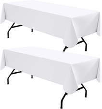 2 Pack Rectangle Vinyl Tablecloth, Waterproof Spillproof Plastic Flannel Backed