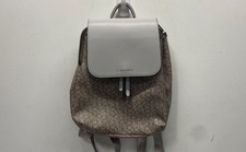 Zaino Calvin Klein marrone monogramma tela grigio patta firma logo borsa
