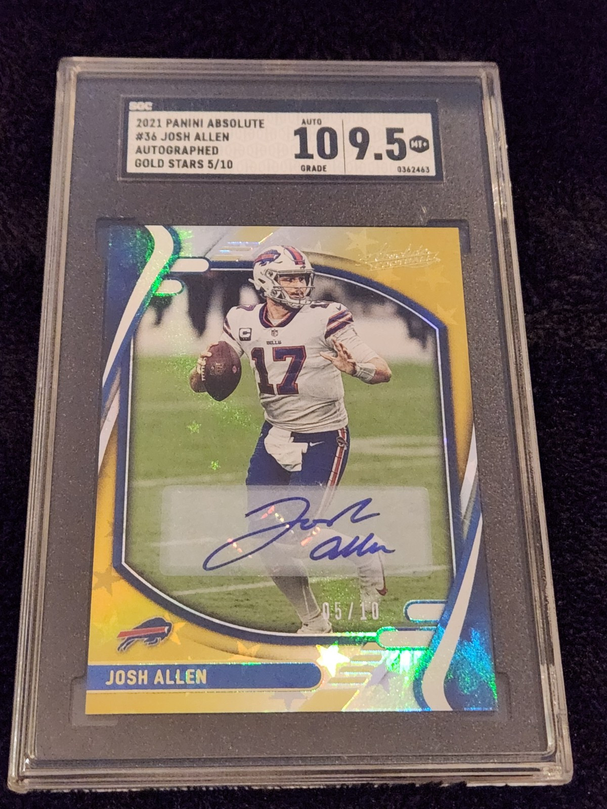 Josh Allen 2021 Panini Absolute Gold Stars Auto /10 *SGC 9.5/ 10* RARE