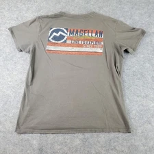 Magellan Shirt Mens Large Gray Crew Neck Short Sleeve Graphic Outdoors Stretch