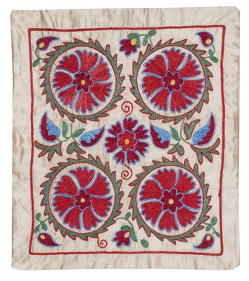 18''x20'' Hand Embroidered Silk and Cotton Cushion Cover. Uzbek Toss Pillow Cover