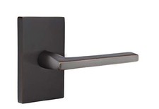 Emtek Privacy Set, Modern Rectangular Rosette, Helios Lever, Oil Rubbed Bronze,