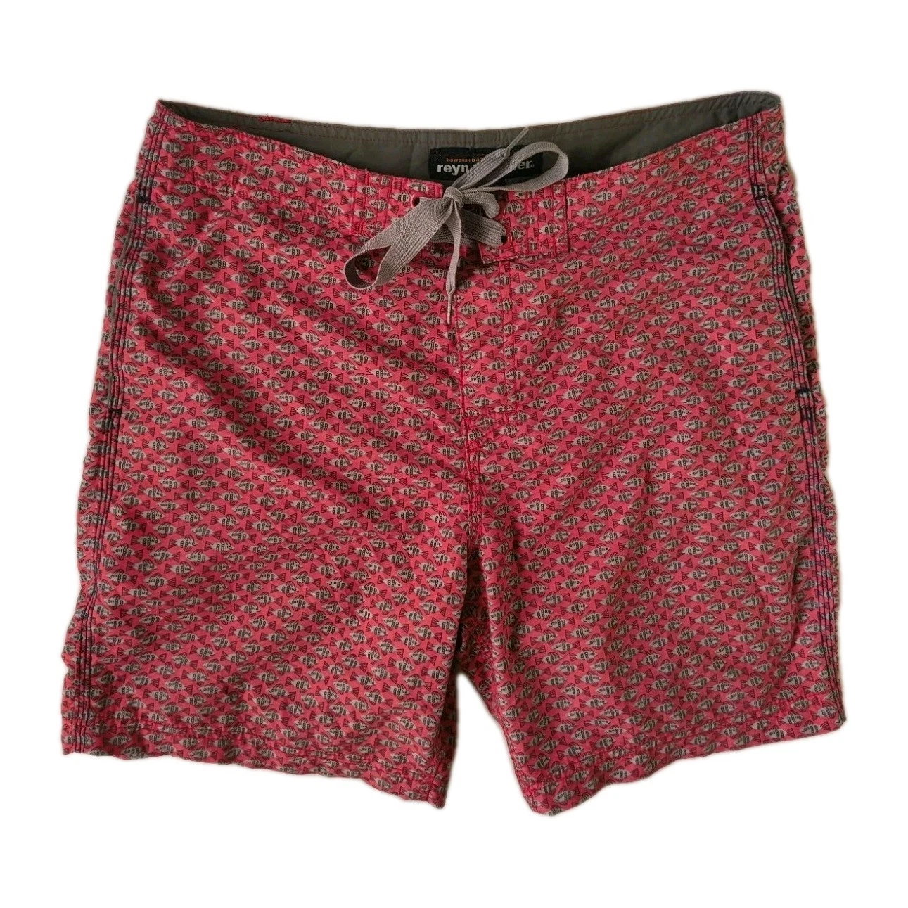 REYN SPOONER Mens Fish Pattern Salmon Lined Swim Trunks Board Shorts Size 32/M