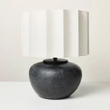 Oversized Ceramic with Fluted Shade Table Lamp Black/White - Hearth & Hand