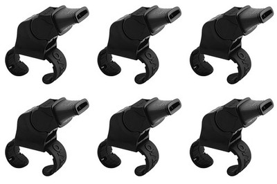 Fox 40 Sonik Blast CMG 3-Chamber Pealess Whistle w/ Fingergrip, Black (6-Pack)