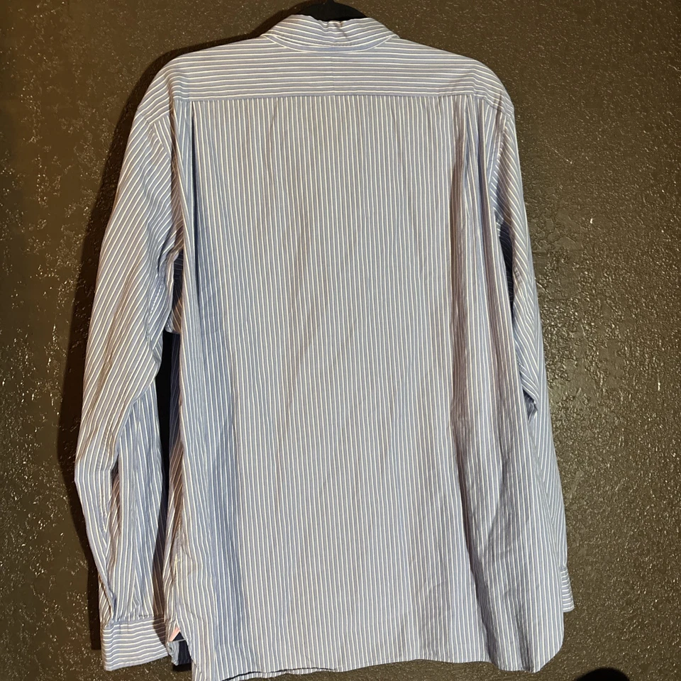 Camisa de vestir Ralph Lauren Rugby 2004 vintage etiqueta azul rayas verdes para hombre XL Y2K Foto 4 de 4