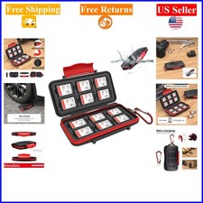12-Slot Water-Resistant SD Card Holder Case with Carabiner