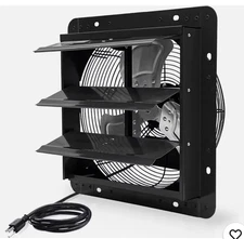 VENTISOL 14 Inch Shutter Exhaust Fan Wall Mounted, Aluminum Blades, with 1.65 Me